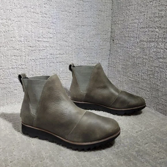 Sorel Harlow Women's Size US 5.5 Gray Leather Chelsea Pull On Ankle Boots NEW - Picture 6 of 9
